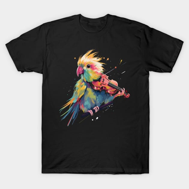 Cockatiel Playing Violin T-Shirt by JH Mart